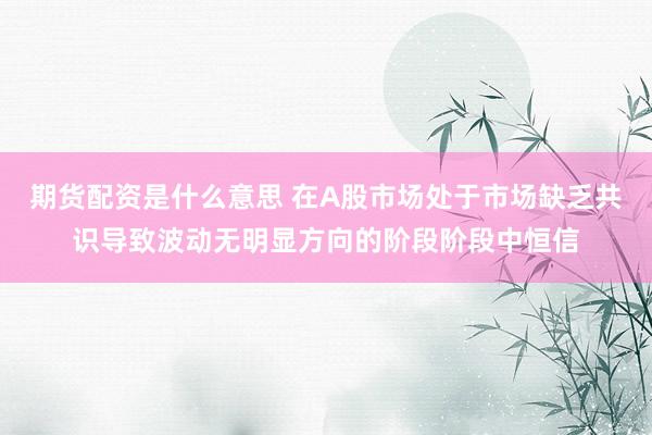 期货配资是什么意思 在A股市场处于市场缺乏共识导致波动无明显方向的阶段阶段中恒信