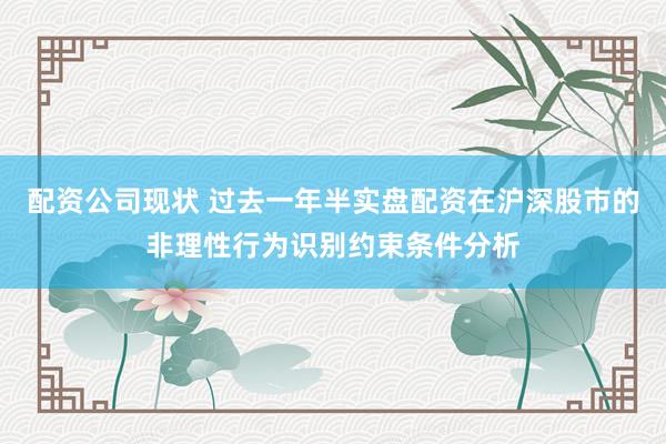 配资公司现状 过去一年半实盘配资在沪深股市的非理性行为识别约束条件分析