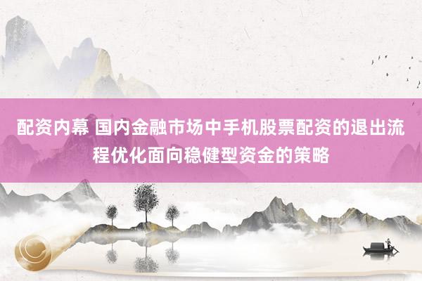 配资内幕 国内金融市场中手机股票配资的退出流程优化面向稳健型资金的策略
