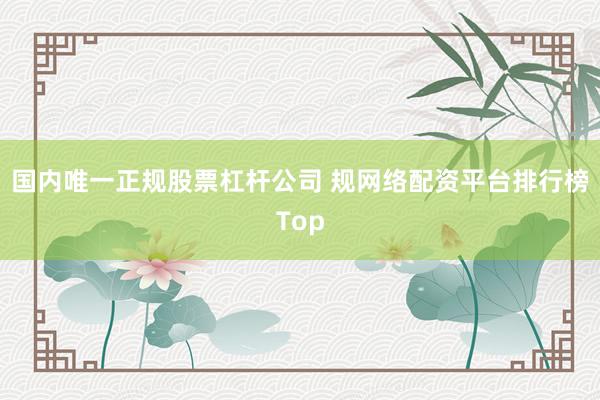 国内唯一正规股票杠杆公司 规网络配资平台排行榜Top