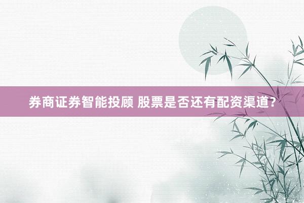 券商证券智能投顾 股票是否还有配资渠道？